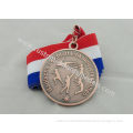 50 Mm 3d Engraved Ribbon Medals , Triathlon Souvenir Medal With Neck Ribbon